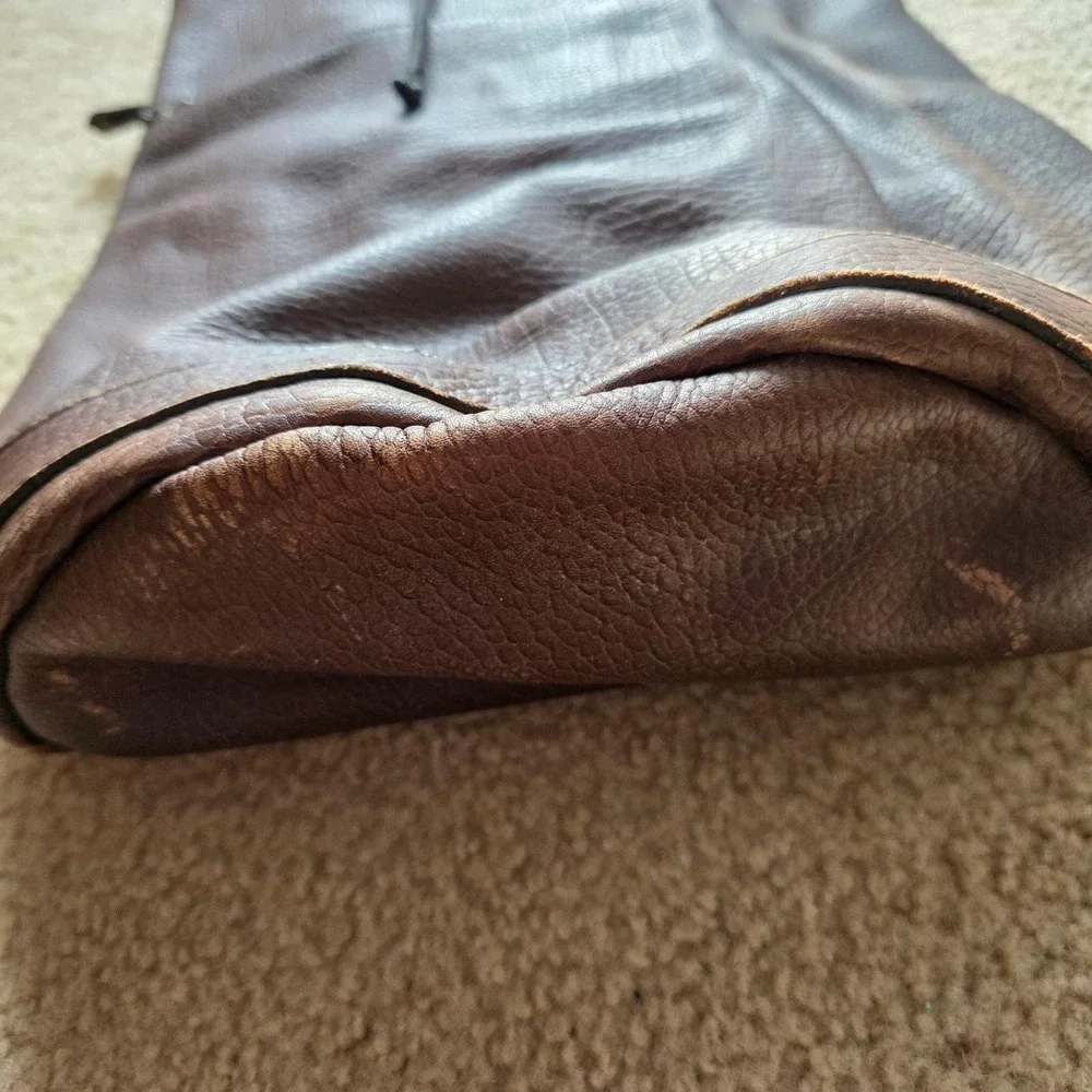 Banana Republic 90s Vintage Brown Pebbled Leather Drawstring‎ Backpack Bag